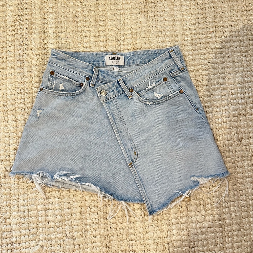 Agolde Blue Denim Crisscross Jean skirt